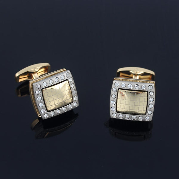 Square double diamond Silver Plated Cufflinks