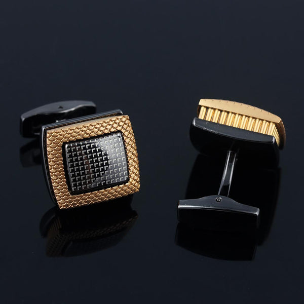 Square plaid vertical pattern Silver Plated Cufflinks