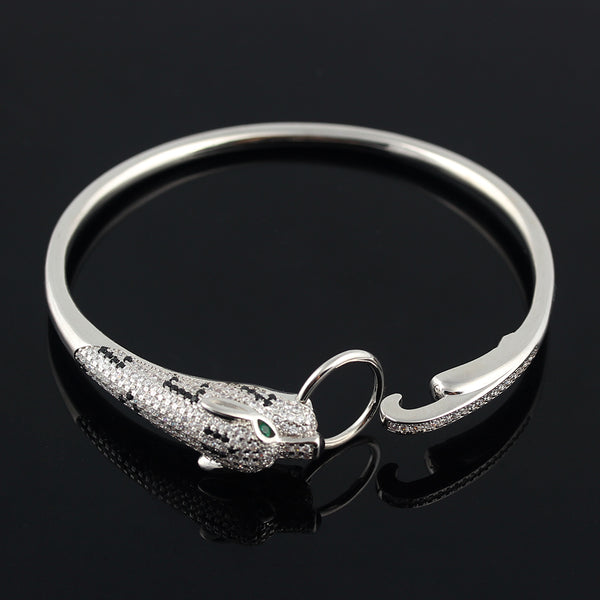 Exaggerated animal leopard head bracelet tide micro-inlaid zirconium band ring couple bracelet bangle