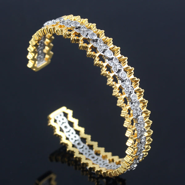 Vintage Palace Luxury Gold Edge Openwork Diamond Lace Lace Open Bracelet Adjustable Gold Plated Bracelet