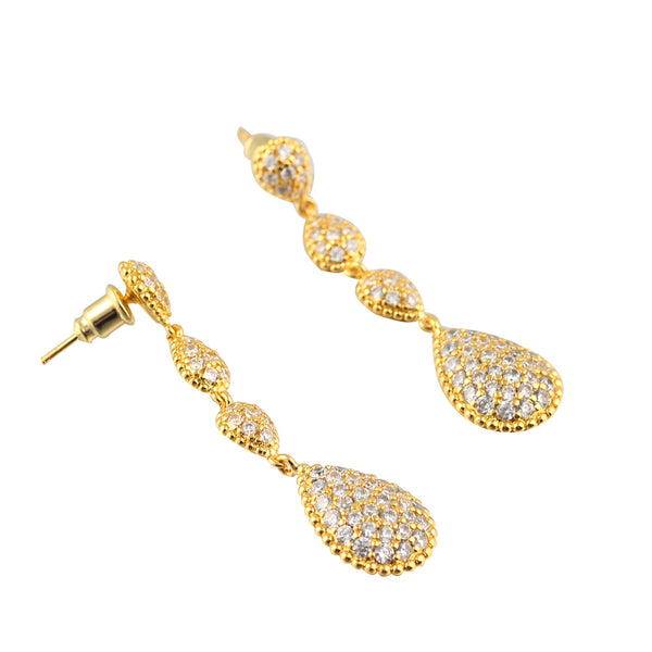 Full diamond drop-shaped round bead edge earrings temperament celebrity net celebrity personality earrings