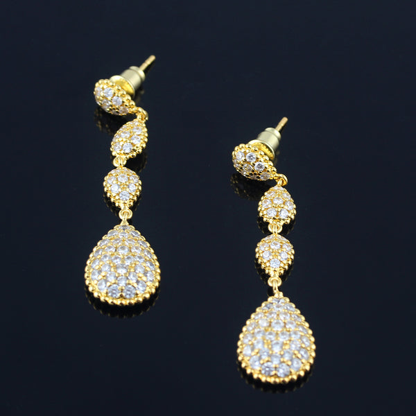 Full diamond drop-shaped round bead edge earrings temperament celebrity net celebrity personality earrings