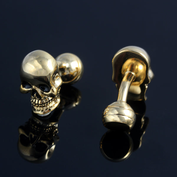 Skull punk casting silver plated cufflinks
