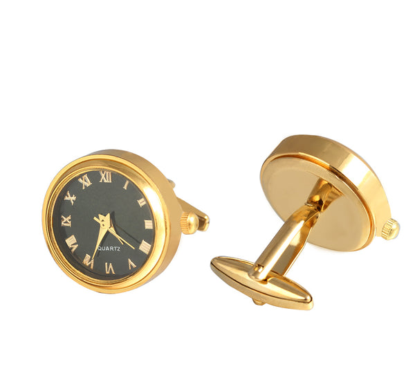 French Clock Quartz Watch Turning Silver plated Cufflinks