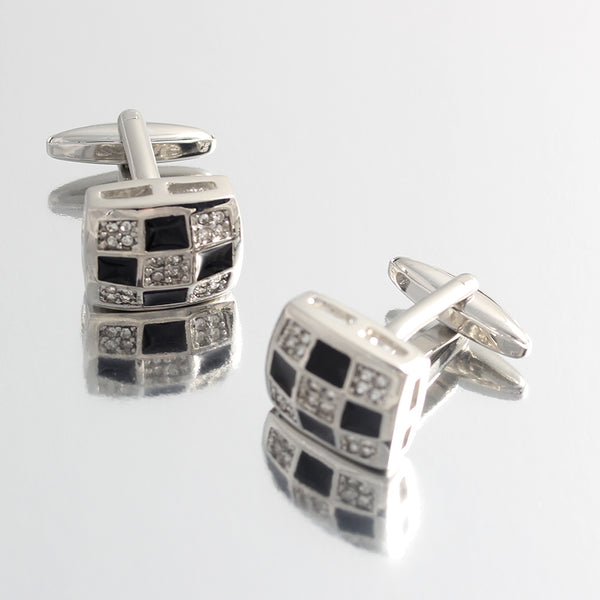 square crystal zircon Silver Plated Shirts Cufflinks