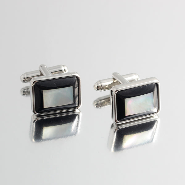 Square Shell Puzzle Silver Plated Shirts Cufflinks
