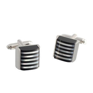 Opal Puzzle Barcode Silver Plated Shirts Cufflinks