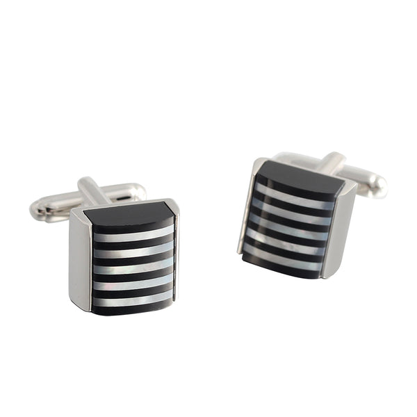Opal Puzzle Barcode Silver Plated Shirts Cufflinks