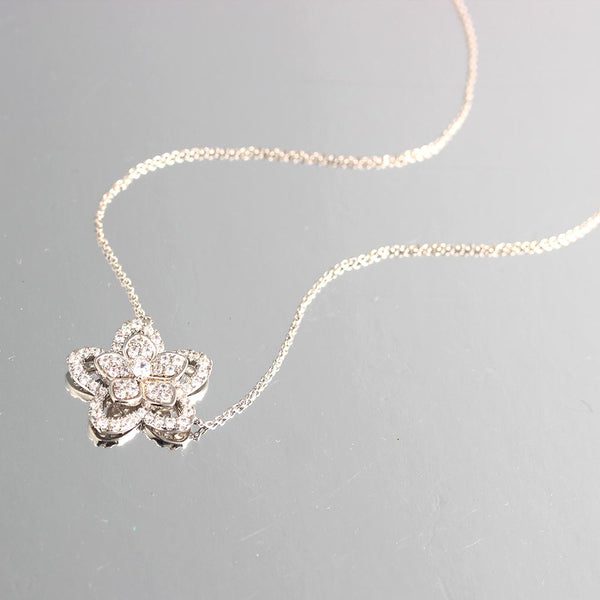 Full diamond pentagram flower micro setting 18k Gold Plating Pendant Necklace