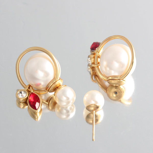 pearls hanging marquise diamonds 18K Gold Plating earrings
