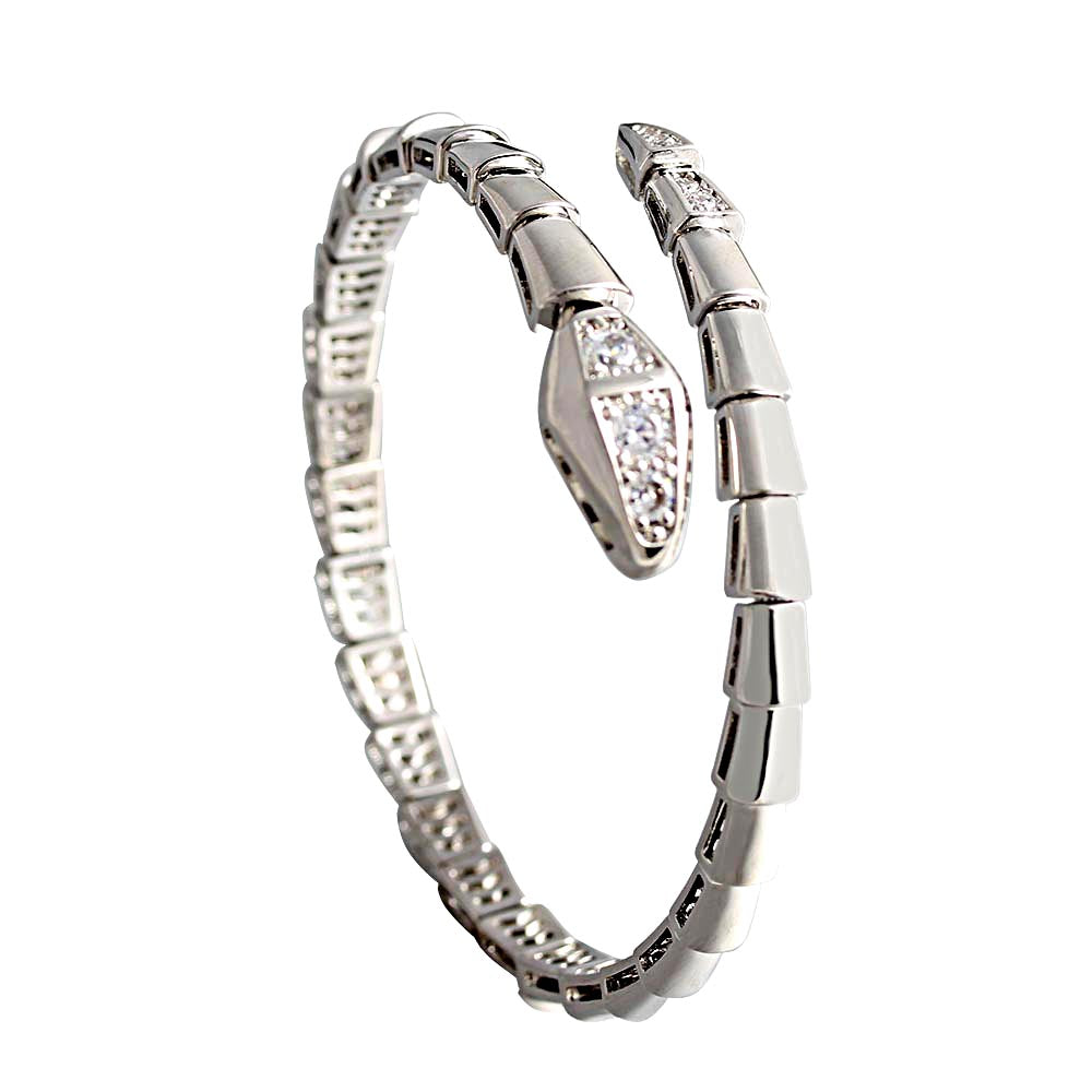 Stainless Steel Snake Spring Diamond Open Bracelet