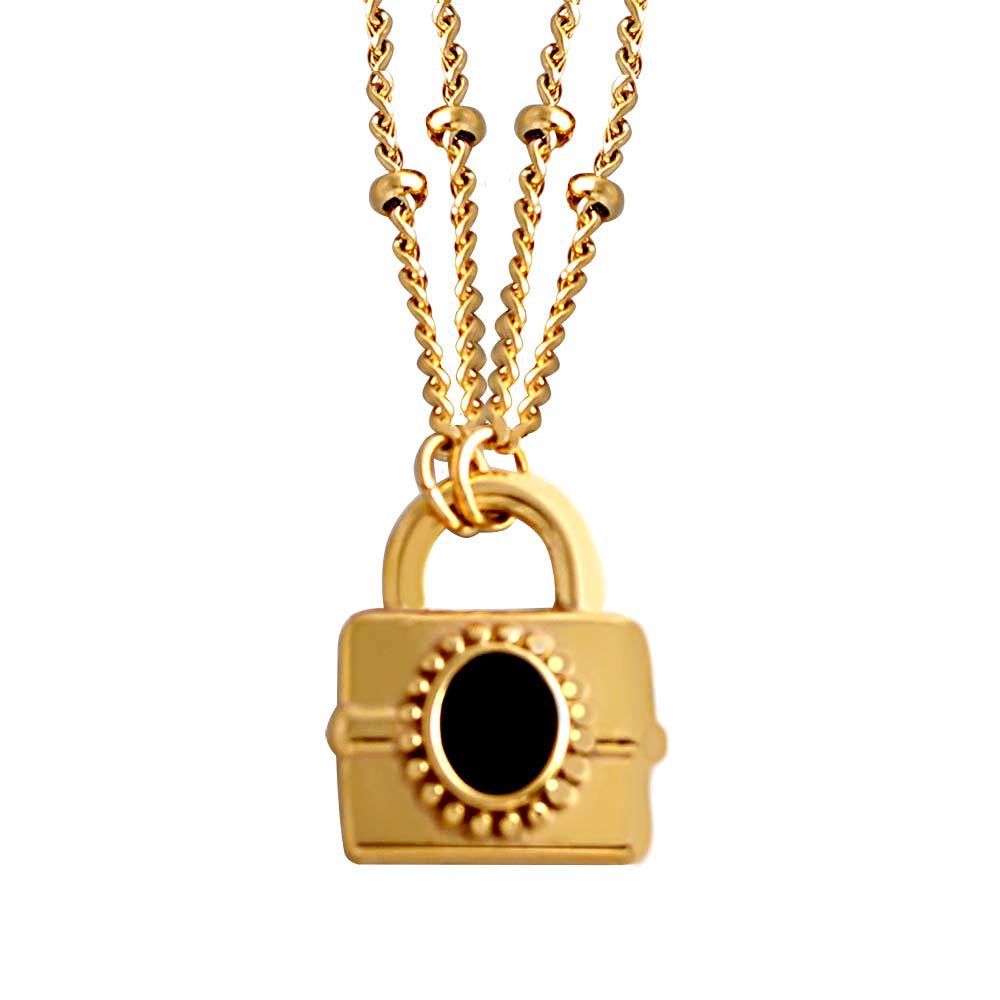 Stainless Steel Lock Double Chain Clavicle Chain Necklace