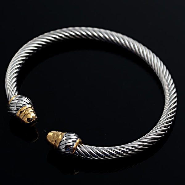 Bullet Twisted Rope Wire Enamel Stainless Steel Open Bracelet