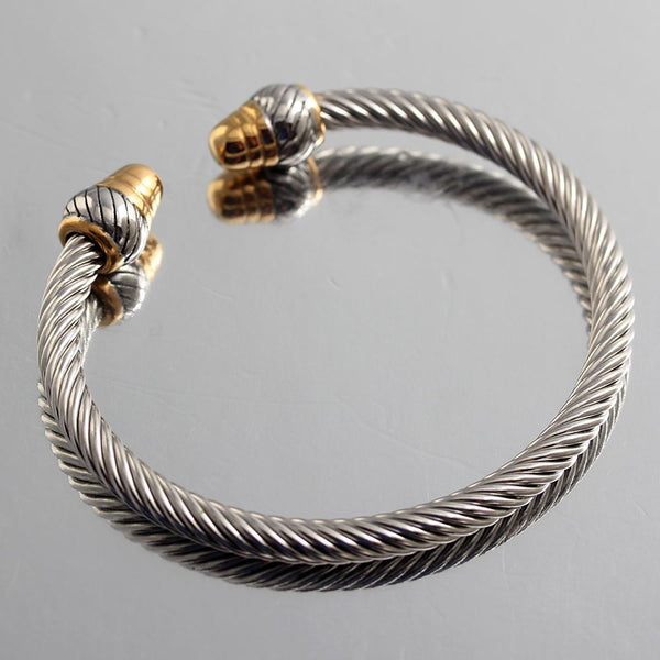 Bullet Twisted Rope Wire Enamel Stainless Steel Open Bracelet