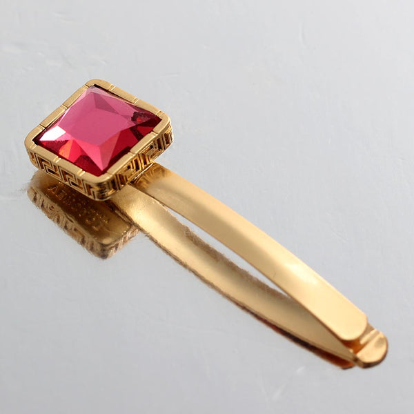 Square Red Jeweled Side Clip Bangs Clip Hair Clip Hairpin