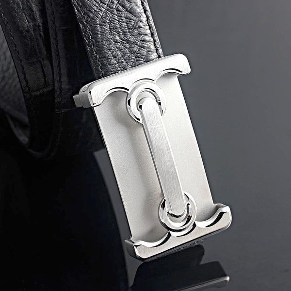 Custom Letter H stainless steel Buckle Men Leather Belt