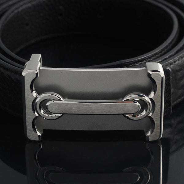 Custom Letter H stainless steel Buckle Men Leather Belt