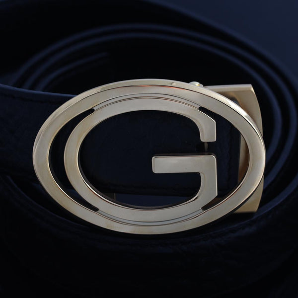 Letter G stainless steel Buckle Men leather Belt