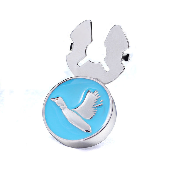 New Blue Flying Goose Enamel Silver Button Cover For Tuxedo Business Formal Shirts 17.5MM One Pair