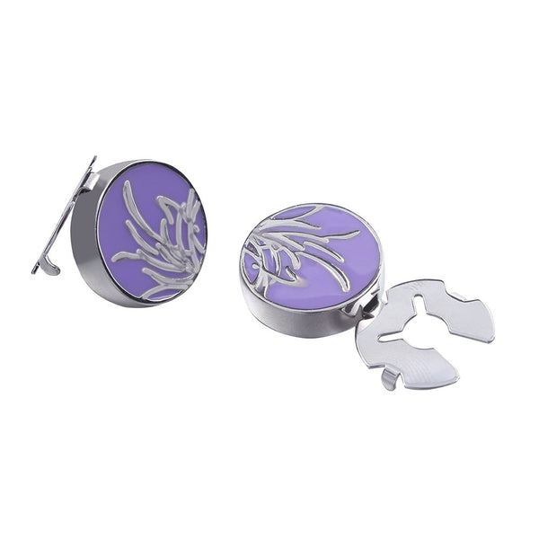 New Light Purple Orchid Enamel Silver Button Cover For Tuxedo Business Formal Shirts 17.5MM One Pair