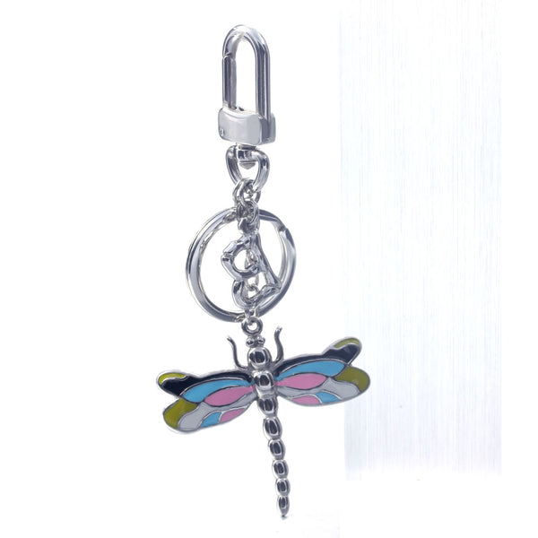 New B letter Tag Colorful Enamel Dragonfly Stainless Steel Keychain Dog Clasp Bag Charm KeyRing Clip Car Key Chain for Man and Woman