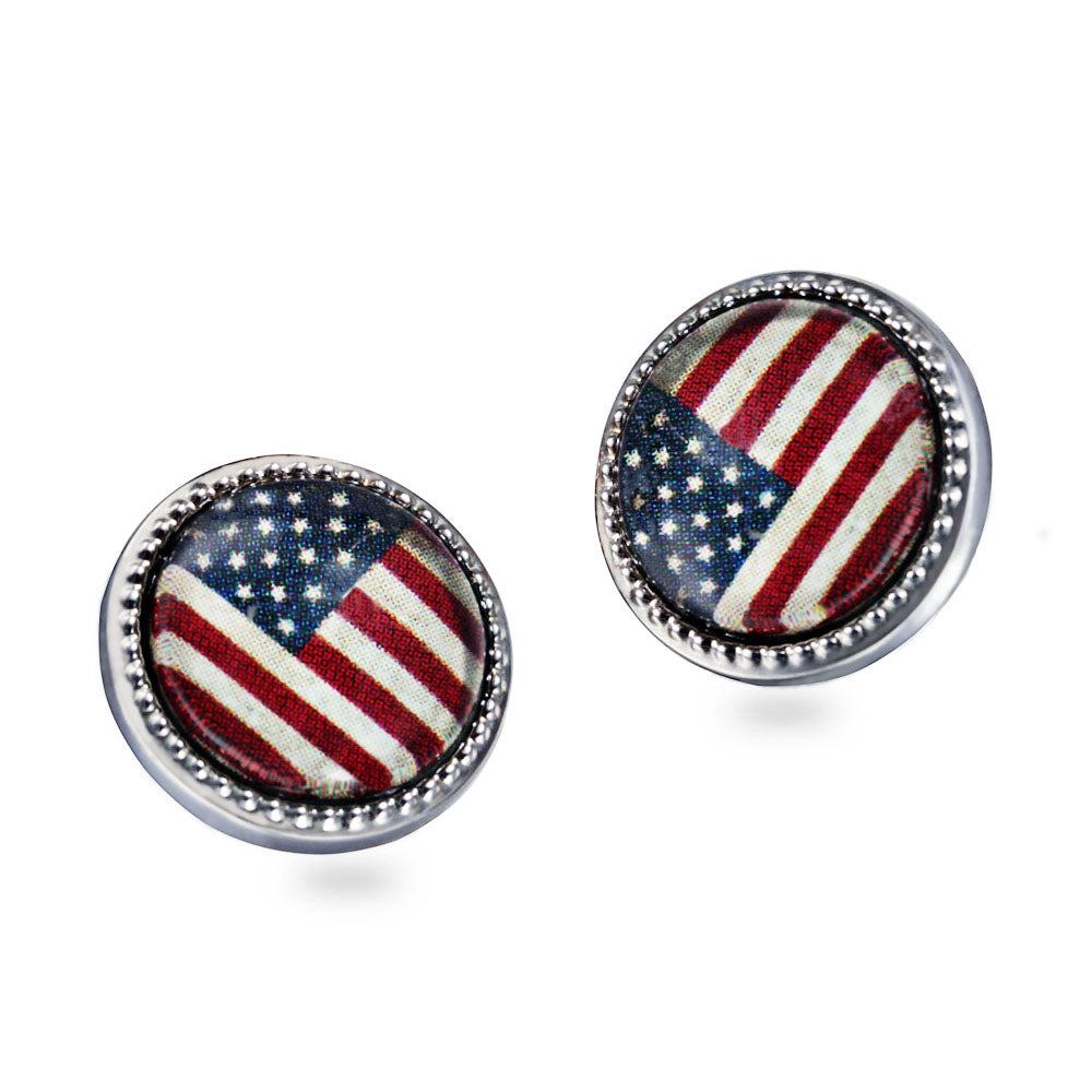 American USA Flag National Flag Casting Stainless Steel 316L Fashion Earrings
