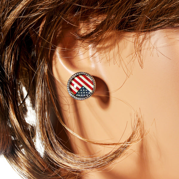 American USA Flag National Flag Casting Stainless Steel 316L Fashion Earrings