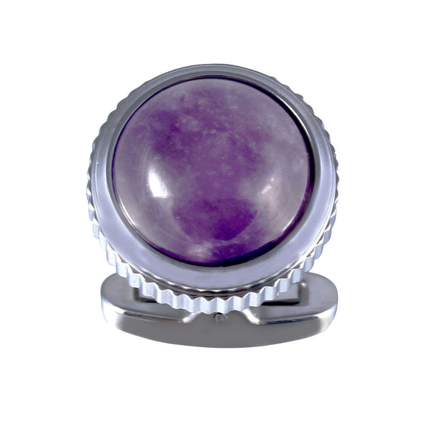 Natural Amethyst HighTower Serrated Side Stainless steel 316L Cufflinks for Tuxedo Shirts