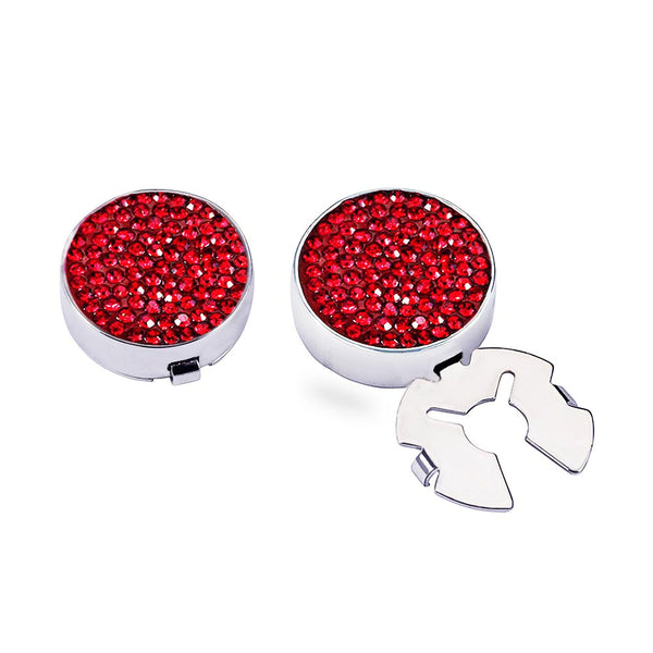 Forcehold starry sky full RED zircon silver BUTTON COVER for Tuxedo Business Formal Shirts 17.5MM one pair