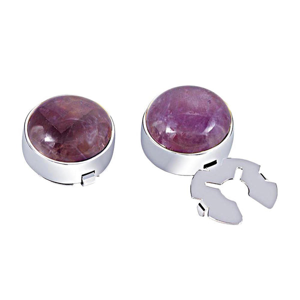 Natural purple Amethyst stone BUTTON COVER for Tuxedo Business Formal Shirts 17.5MM one pairs