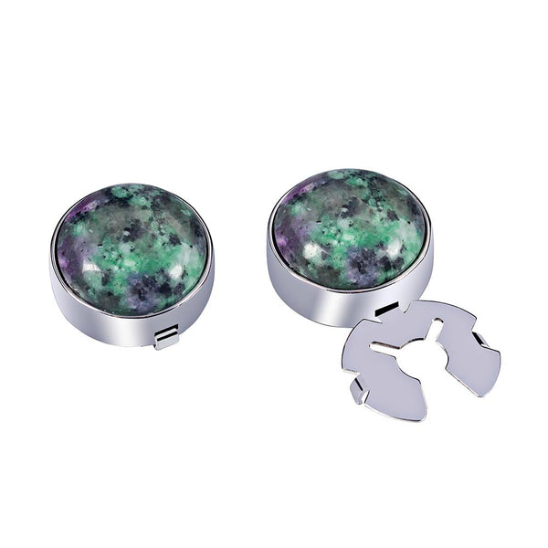 Forcehold Violet chaos flower silver green BUTTON COVER for Tuxedo Business Formal Shirts 17.5MM one pairs