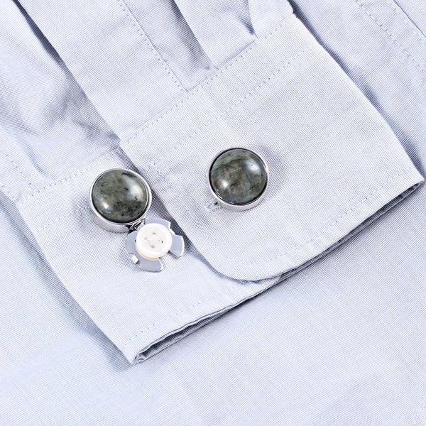 Forcehold Gray Lightning Stone Silver BUTTON COVER for Tuxedo Business Formal Shirts 17.6MM one pair