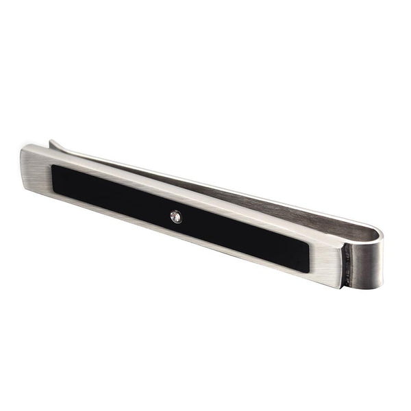 Black paint drill crystal stainless steel man tie clip steelCreative bookmark steel money clip