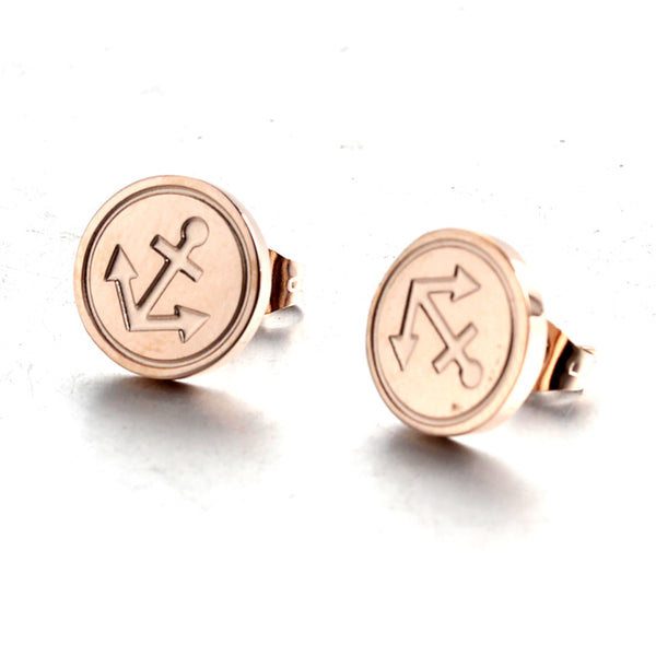 nautical anchor rose gold stainless steel fashion Stud earring