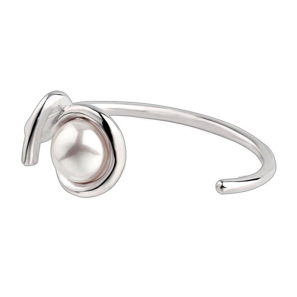 Luxury Design Twisted Big Pearl Stainless Steel Cuff Bracelet