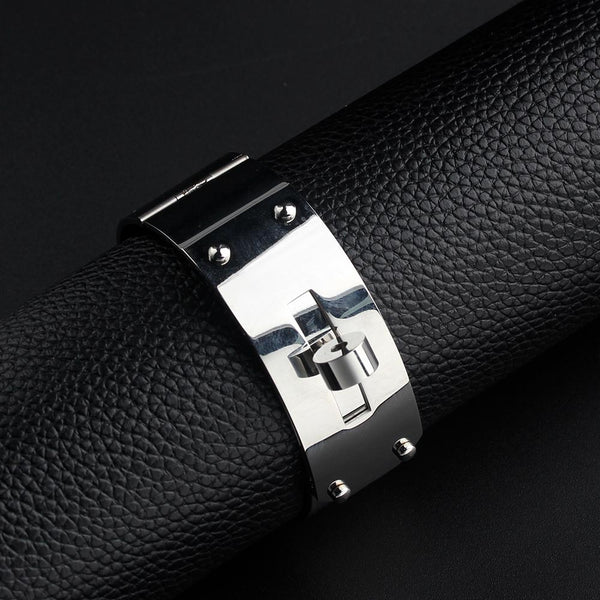 Punk style Round Head Revolving Buckle Motorcycle Wide Stainless Steel Bracelet Bangle