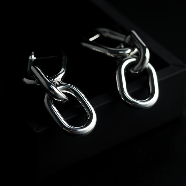 Retro Geometric Long Thick Chain    Exaggerated Metal  Stainless Steel  Earrings