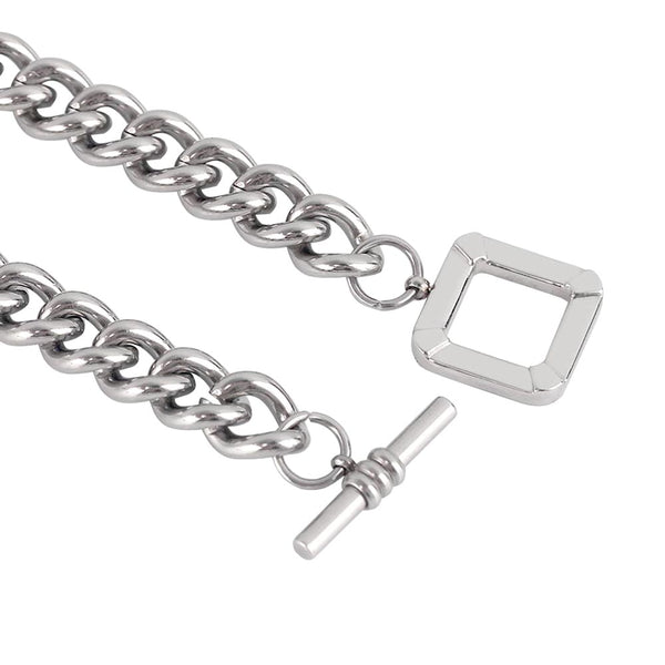 Full Metal Interlocking Block Frosty Bracelet