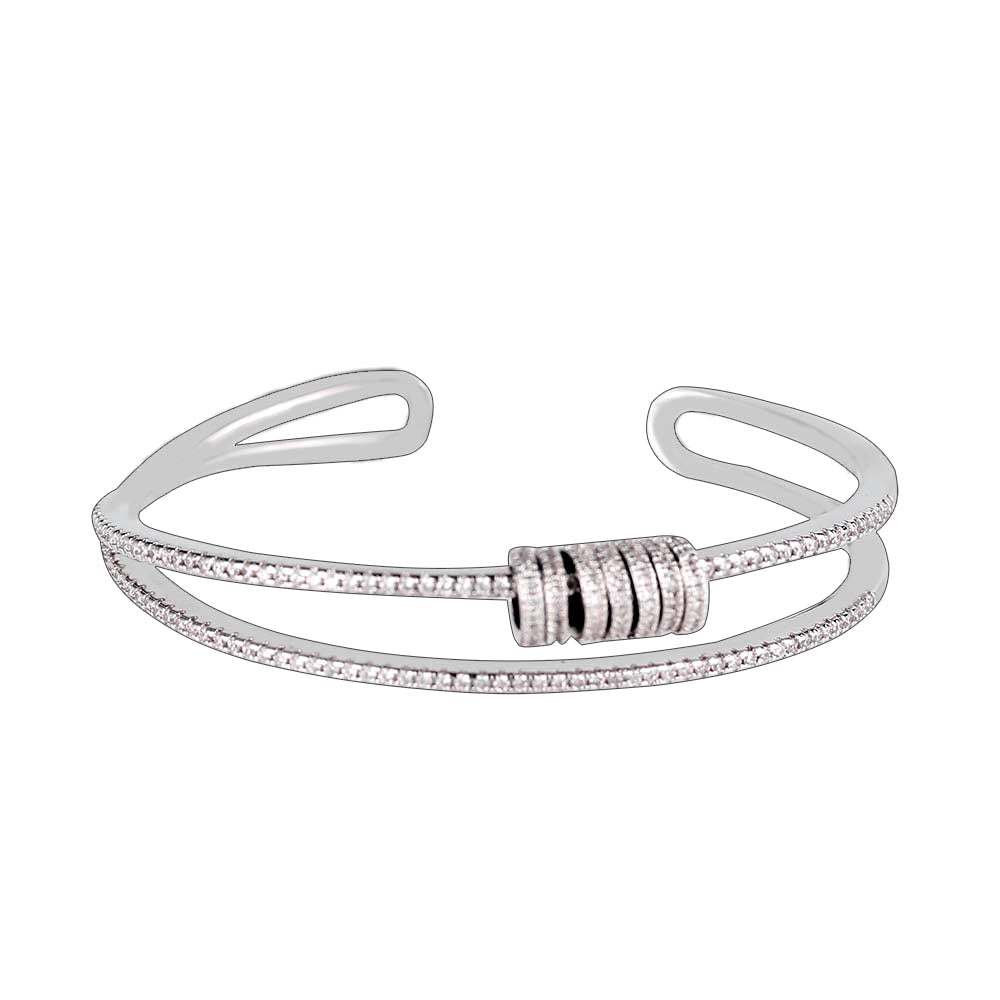 Micro Setting Crystal Flexible Multi Ring Cross Open Bracelet Bangle