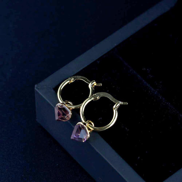 Triangular Purple Amethyst Natural Gemstone Women's Earrings