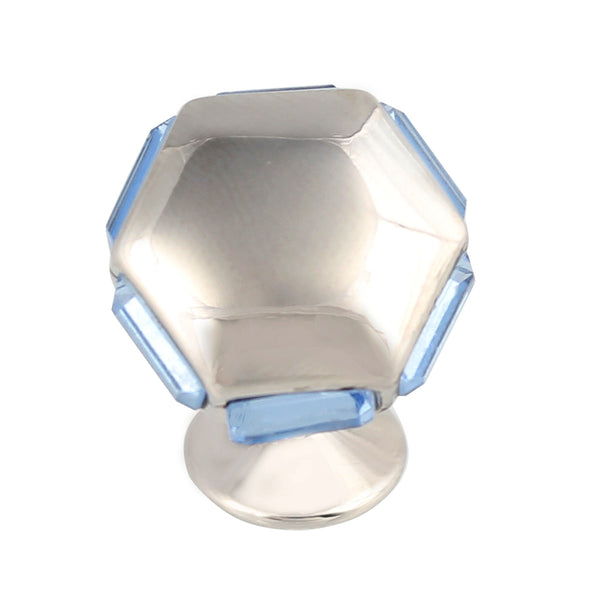 Hexagonal blue Czech crystal Copper Cufflinks
