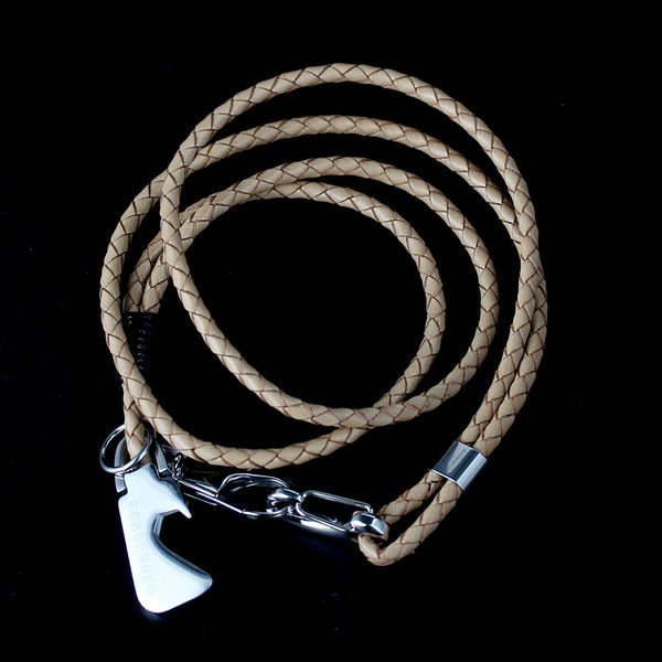Brown Leather Braided Cord Opener Dog Clasp Key Ring Bracelet Wrislet Keychain Portable House Car Keys Ring Holder necklace