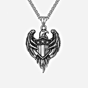 Punk Hip Hop Flying Eagle Star Pentagram Cast Titanium Steel Men Necklace