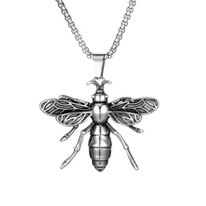 Punk Hip Hop Bee Insect Cast Titanium Steel Men Necklace