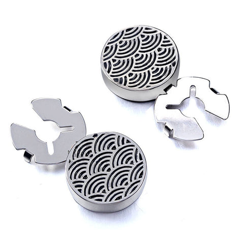 New Black Wave Enamel Silver Button Cover For Tuxedo Business Formal Shirts 17.5MM One Pair