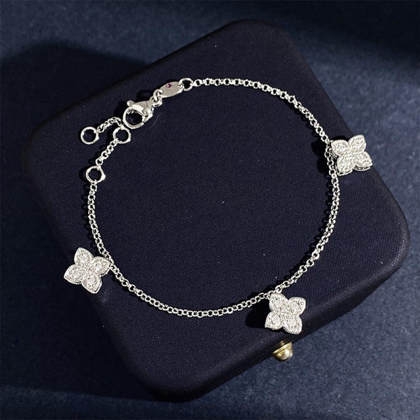 Four-leaf clover geometric diamond four-petal women bracelet