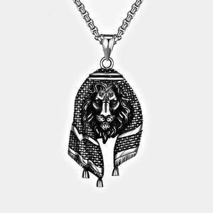 Punk Hip Hop Arabian Turban Lion Cast Titanium Steel Men Necklace