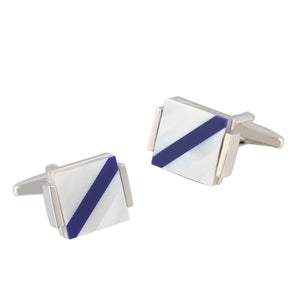 white square shell Silver Plated Cufflinks