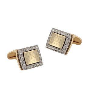 Square double diamond Silver Plated Cufflinks