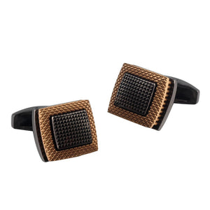 Square plaid vertical pattern Silver Plated Cufflinks